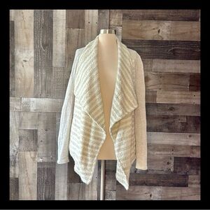 Coldwater Creek cascading open sweater small neutral boho chic quiet luxury fall